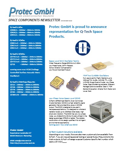 Protec GmbH is proud to announce representation for Q-Tech Space Products