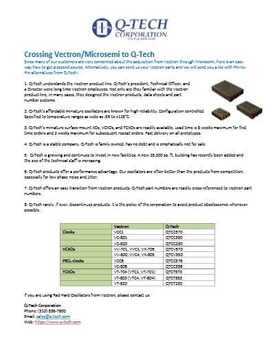 Crossing Vectron / Microsemi to Q-Tech