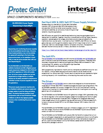 RadHard GaN FETs and Driver Intersil / Renesas