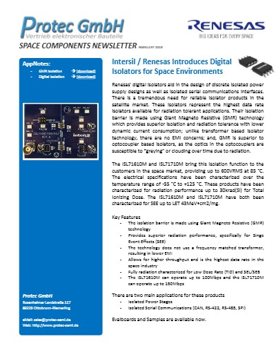 Digital Isolators for Space Environments by Renesas / Intersil