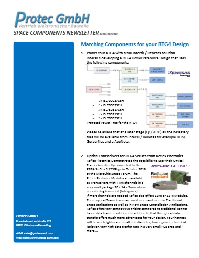 Matching Components for your RTG4 Design Renesas / Reflex / Q-Tech / 4Links