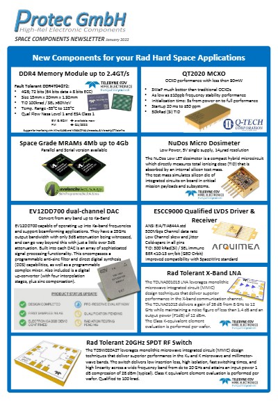 New Space Components MRAMs - DDR4 - LVDS SPDT - LNA - Dosimeter