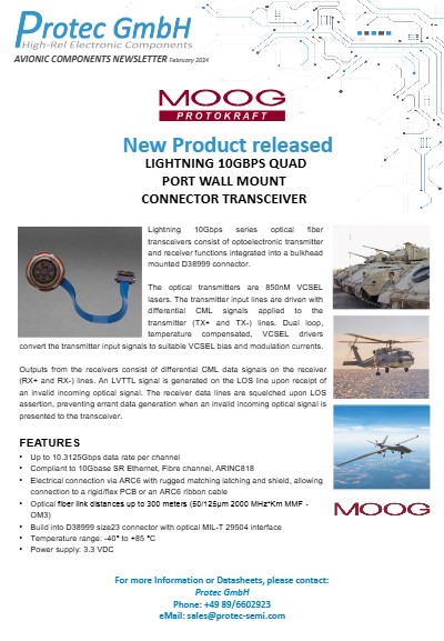 MOOG Protokraft 10Gbps Optical Connector Transceiver